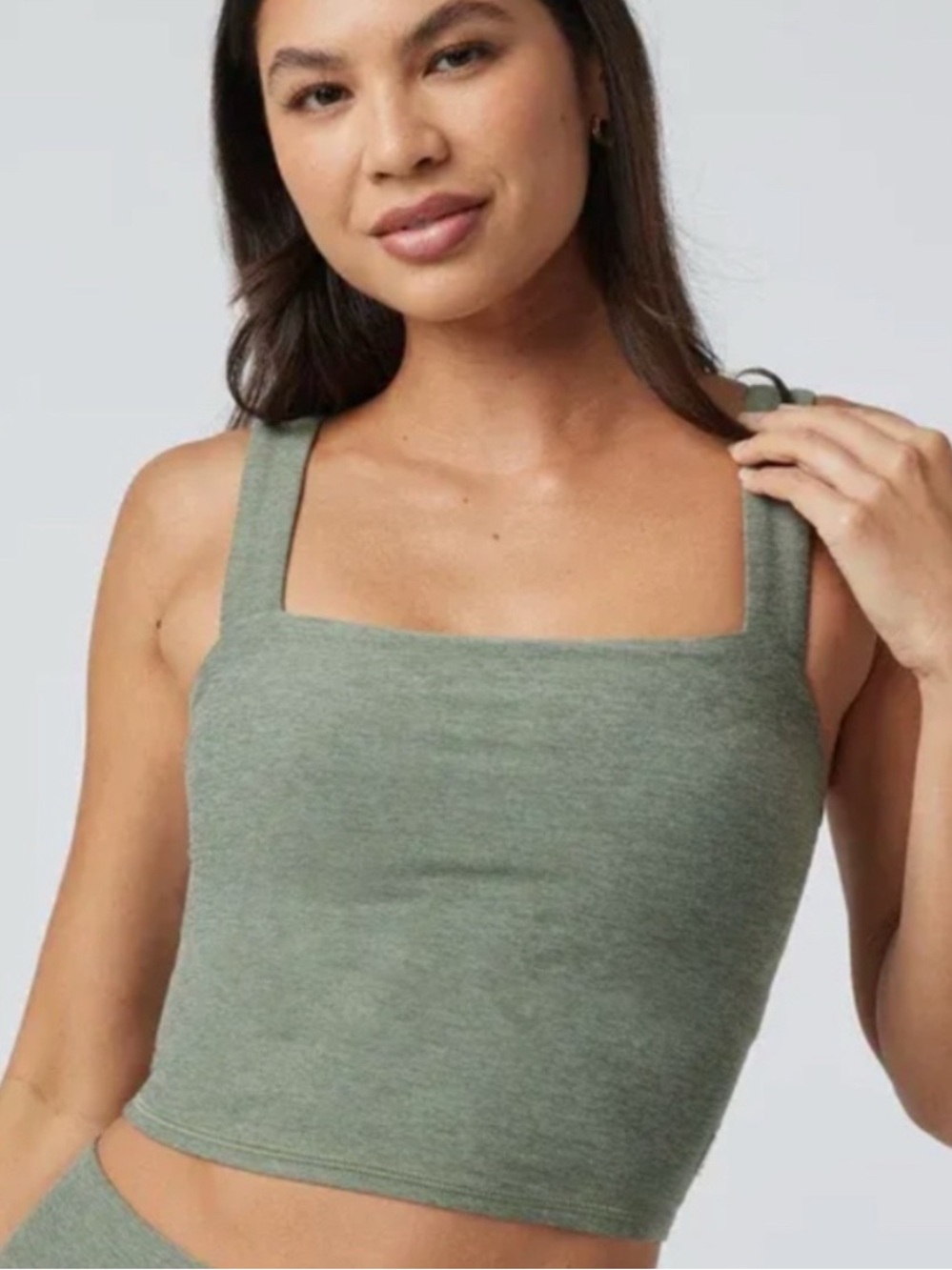 Vuori Elevation Square Neck Crop Tank Top Pistachio Heather Size Large